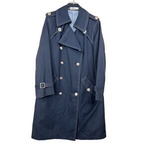 Vintage Wear In Good Health Navy‎ Double-Breasted Trench Coat Junior 11 Nautical